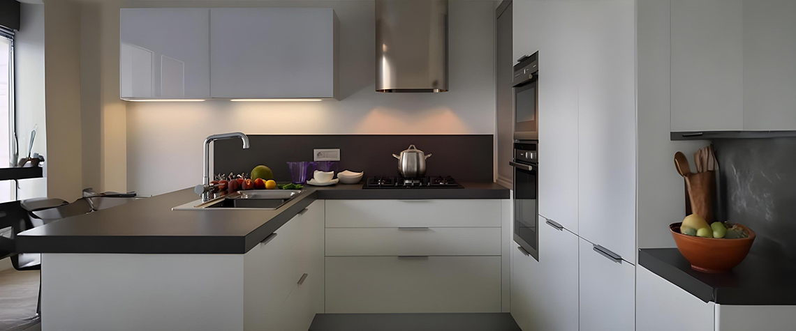 G shaped modular kitchen